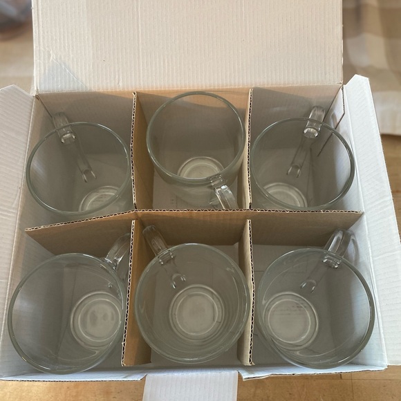 Six (6) Bormioli Rocco Tempered Glass Mugs 11.5 oz. Capacity New In Box - Picture 2 of 4